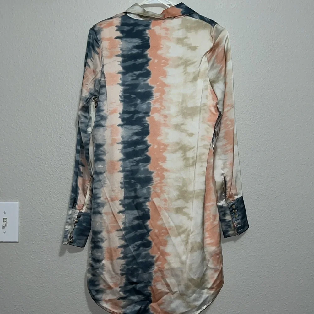 Pre-loved Tie Dye Mini Dress-Coral Comb Color - Picture 6 of 6